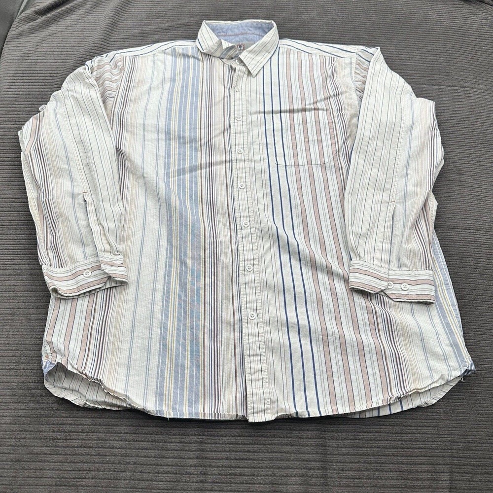 The Territory Ahead Men Shirt XL Tall Striped Cotton Long Sleeve Button Up.